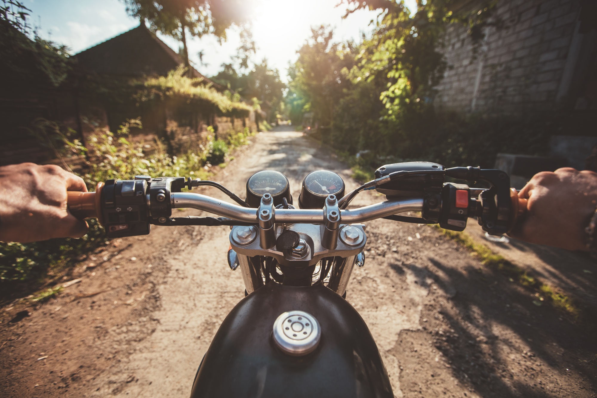 Young man riding on a motorcycle